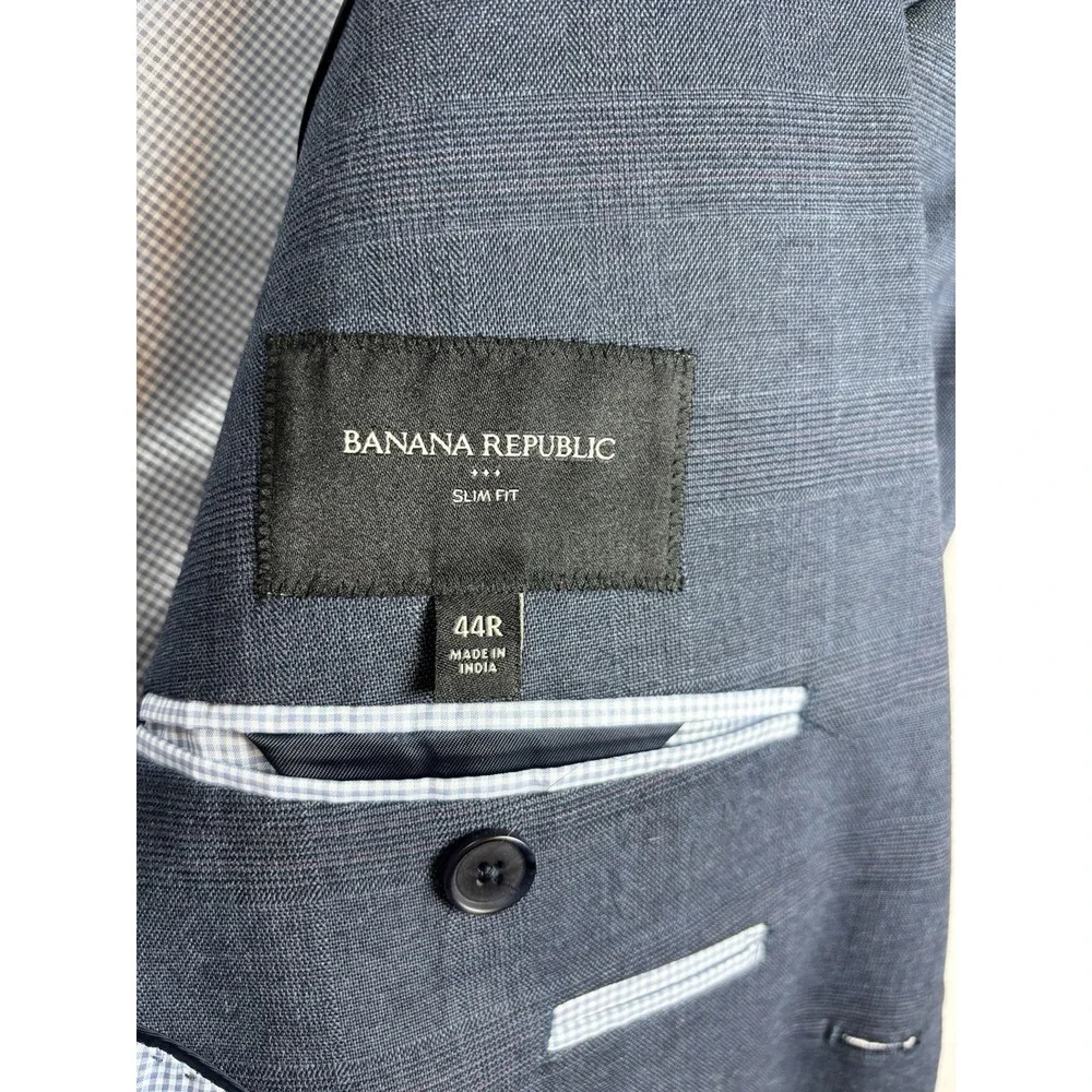 Banana Republic Blazer Mens 44R slim fit Sport Coat Casual Jacket Suit Glen NWOT